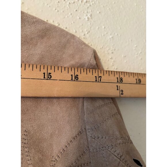 Vintage Fantazia Womens Beige Suede Jacket Embroidered Leaf Cutout Open Front - Picture 8 of 10